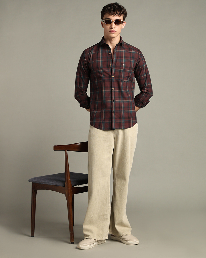 Brown & Golden Line Checks -Full-Stain Proof