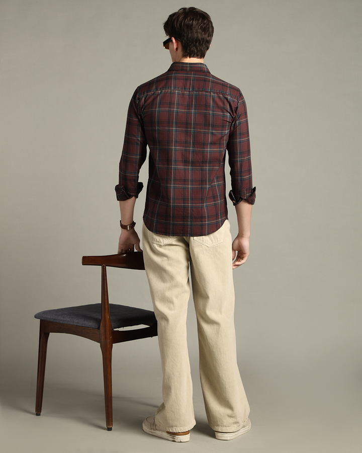 Brown & Golden Line Checks -Full-Stain Proof