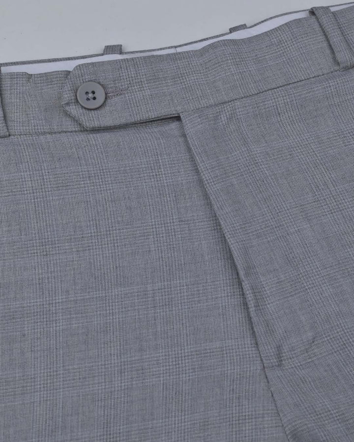 Soft Grey Multi Line Checks - Wrinkle free Formal Pant