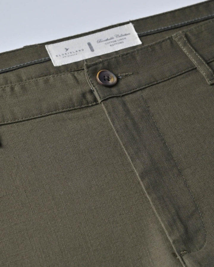 Dark Green - 2 way stretch - COTTON LINEN PANT