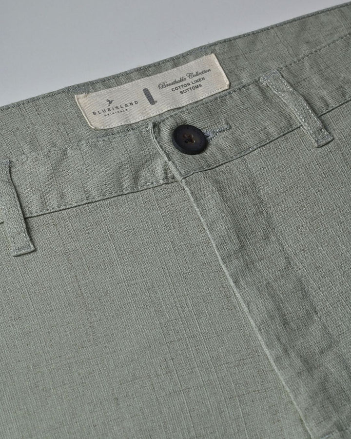 Lite Olive Grid - 2 way stretch - COTTON LINEN PANT