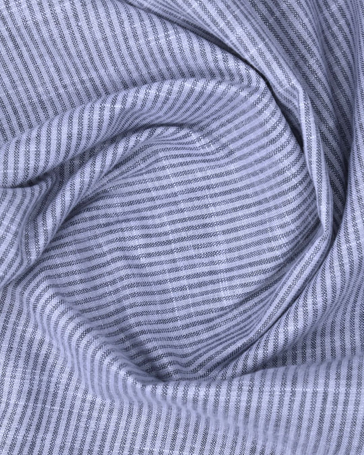 Grey Fine Stripes -Full-Bamboo Linen
