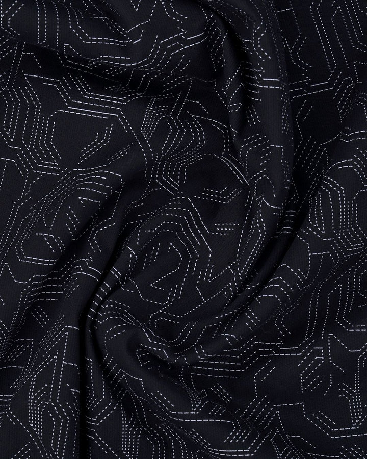 Black Dotted Maze Print -Full-Stain Proof