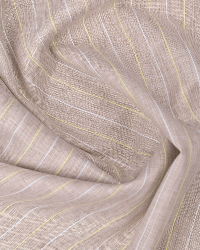 Sandal Brown Double Colour Stripes -Full-Bamboo Linen
