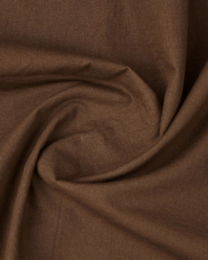 Dark Brown Solid-Full-Cotton Linen Shirt