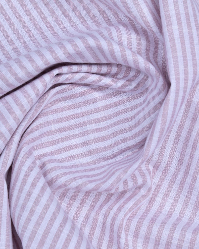 White & lavender Parallel Stripes -Full-Bamboo Linen
