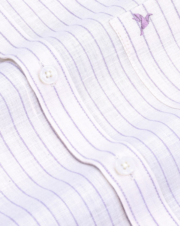 Beige & Violet Stripes -Full-Bamboo Linen