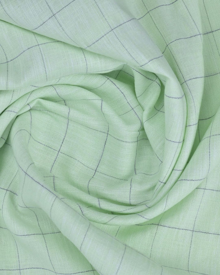 Lime Green Box Checks -Full-Cotton Linen Shirt