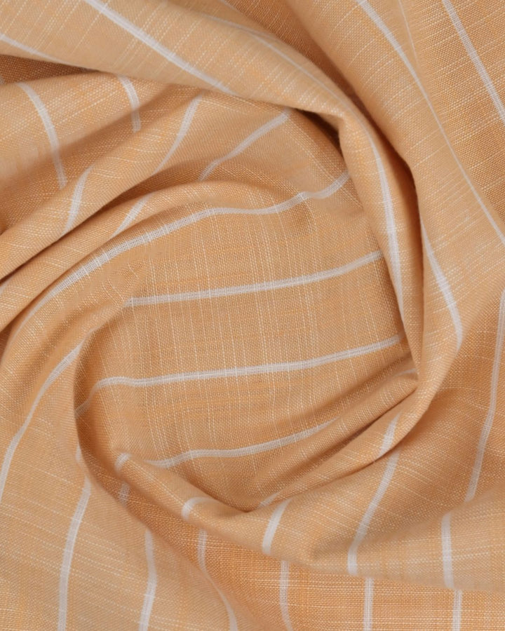 Orange & White Line Stripes -Full-Cotton Linen Shirt