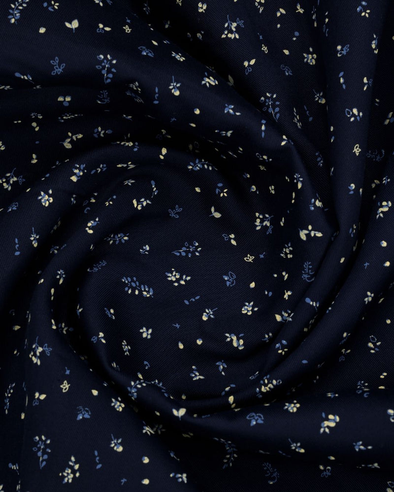 Navy Leaf Print-Full-Stain Proof
