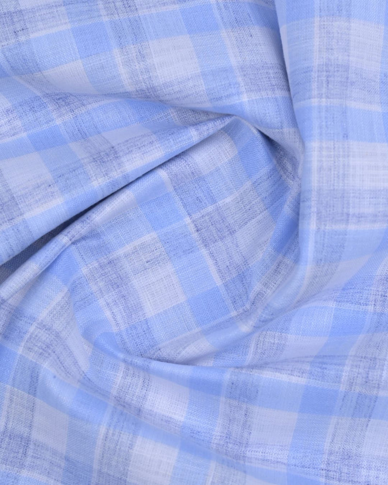 Double Blue Line Checks-Full-Bamboo Linen