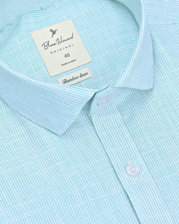 Green Grid Stripes -Full-Bamboo Linen