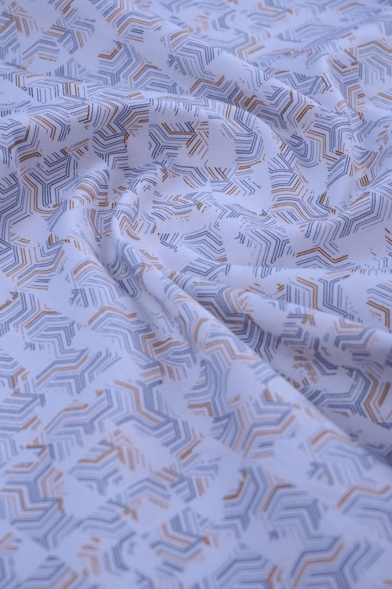 White Semi Hexagon Print -Full-Stain Proof