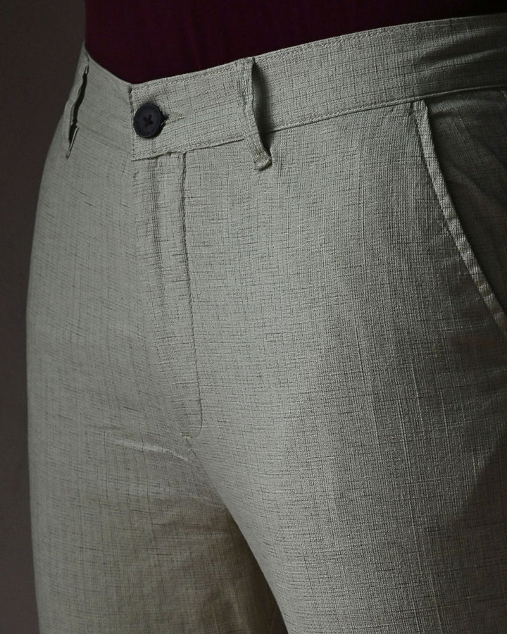 Lite Olive Grid - 2 way stretch - COTTON LINEN PANT