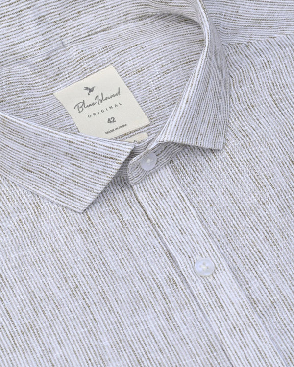 White Grid Stripes -Full-Bamboo Linen