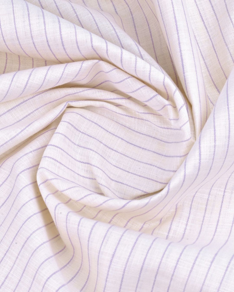 Beige & Violet Stripes -Full-Bamboo Linen
