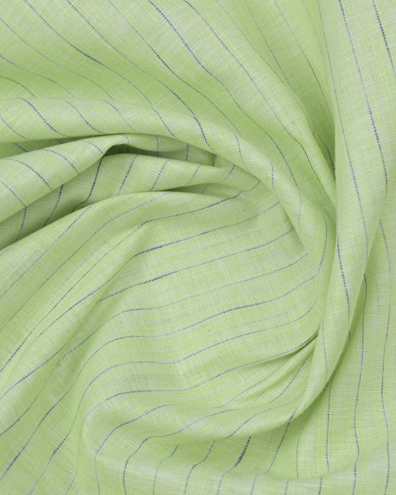 Pistah Green Dotted Line Stripes -Full-Bamboo Linen