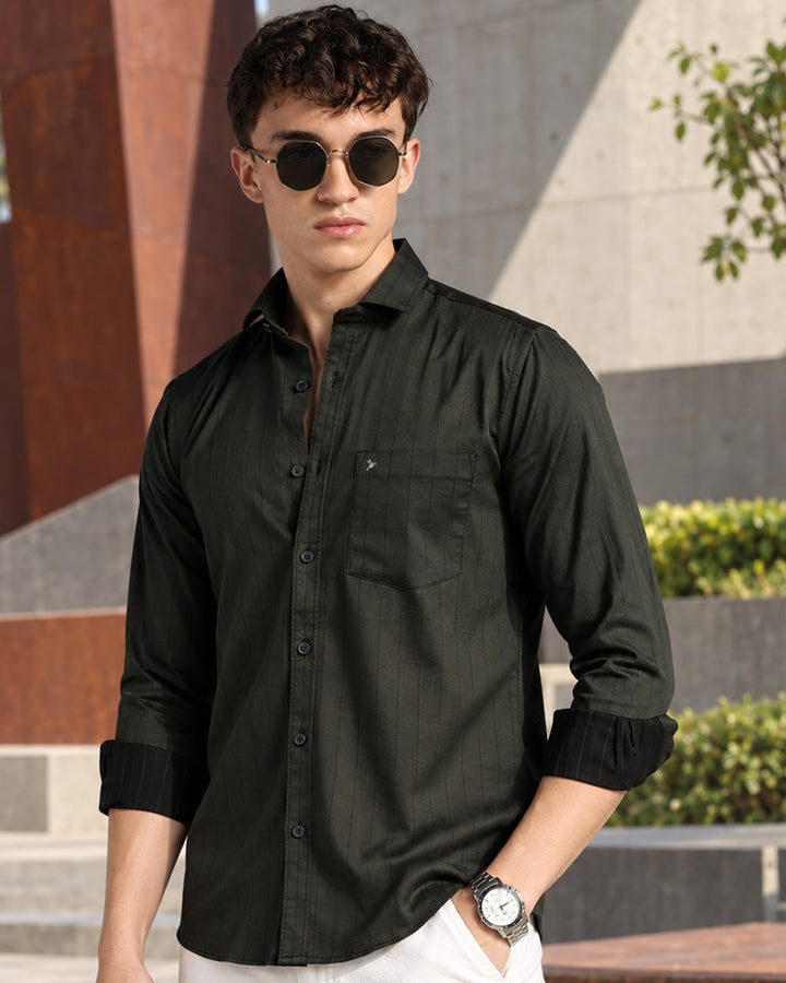 Forest Green Vertical Stripes -Full-Stain Proof
