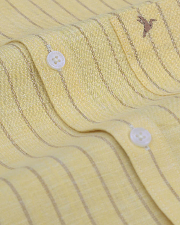 Yellow & Brown Line Stripes -Full-Bamboo Linen
