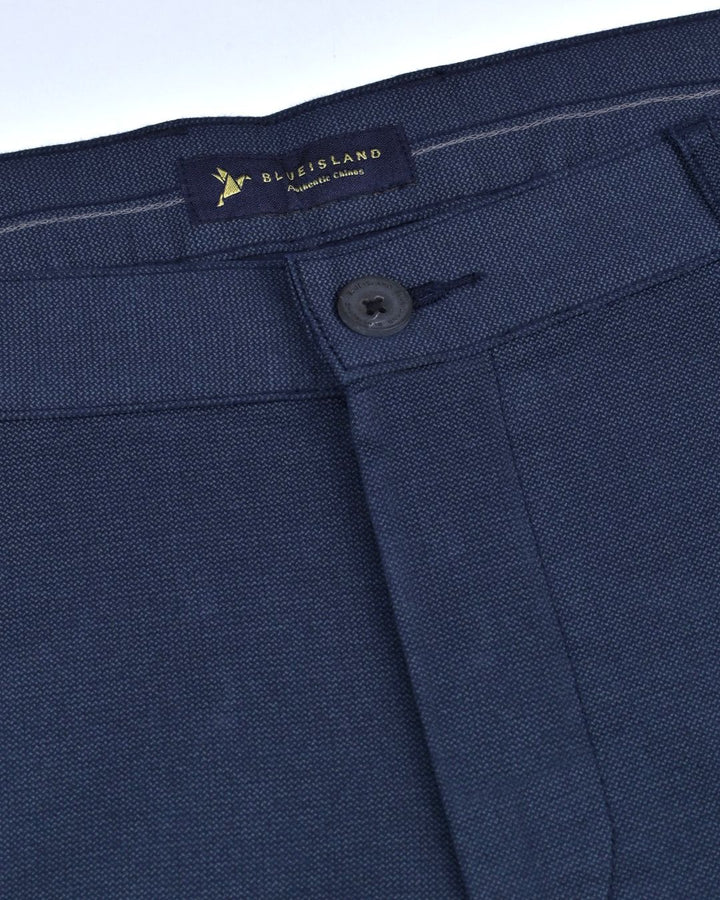 Navy Steel Printed - 2 way stretch - COTTON PANT