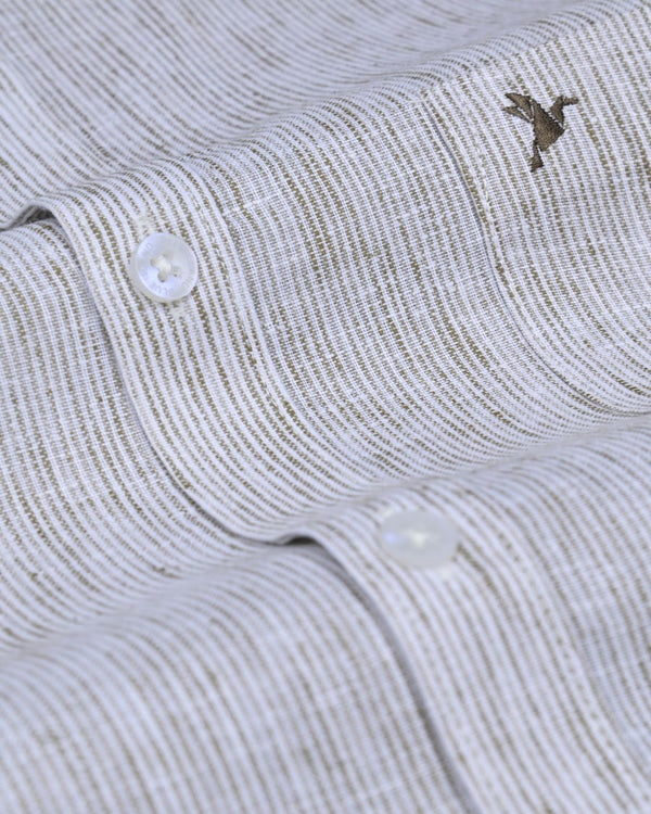 White Grid Stripes -Full-Bamboo Linen