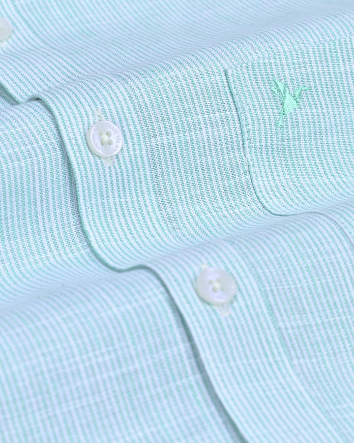 Green Grid Stripes -Full-Bamboo Linen