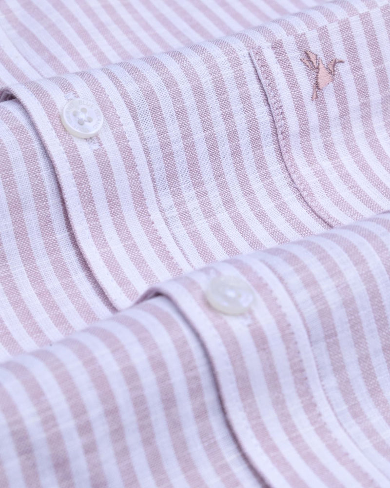 White & lavender Parallel Stripes -Full-Bamboo Linen