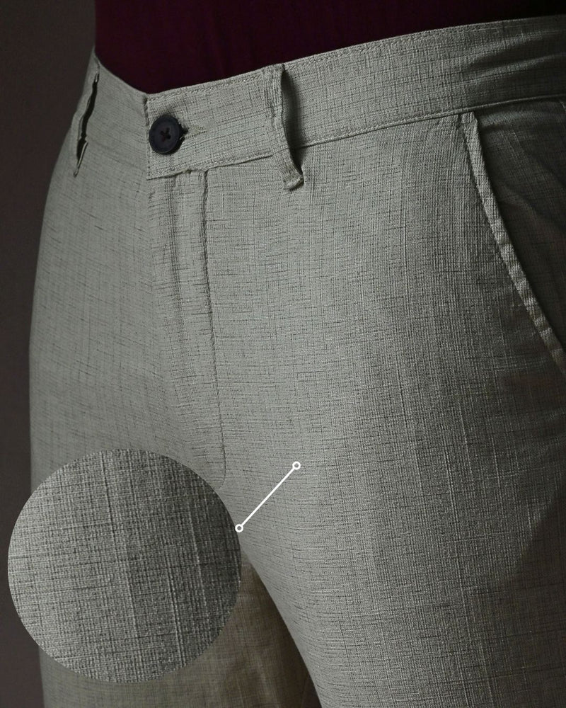 Lite Olive Grid - 2 way stretch - COTTON LINEN PANT