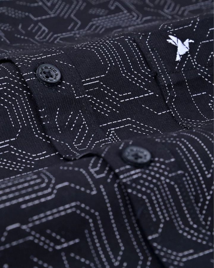 Black Dotted Maze Print -Full-Stain Proof