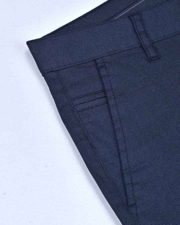 Navy Steel Printed - 2 way stretch - COTTON PANT