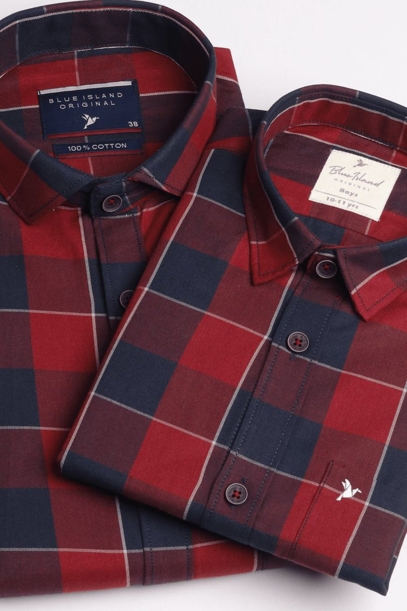 FATHER & SON - Classic Red & Navy Checks