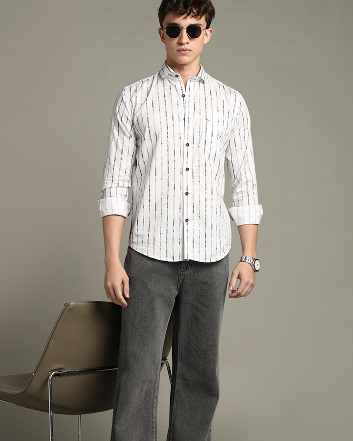 White & Military Line Stripes -Full-Stain Proof