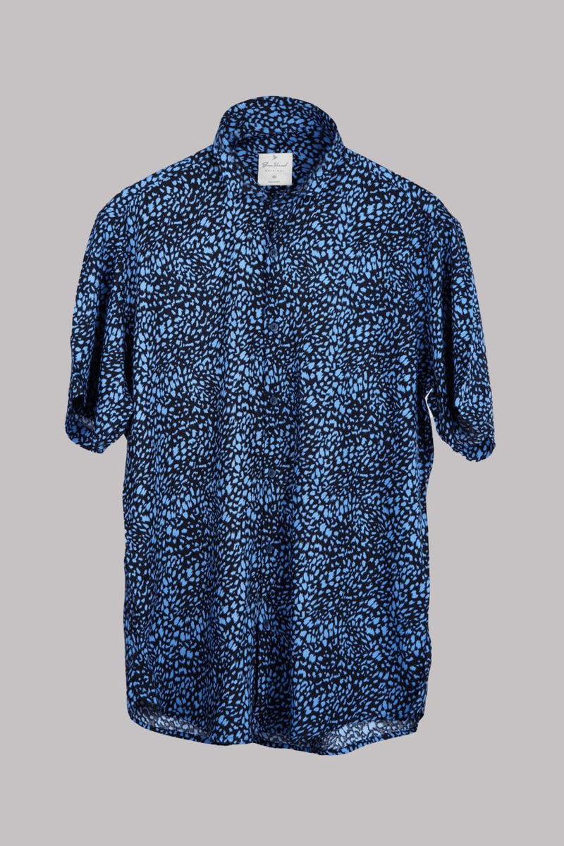 Blue Leopard Print - Half Sleeve - Airlite Shirt