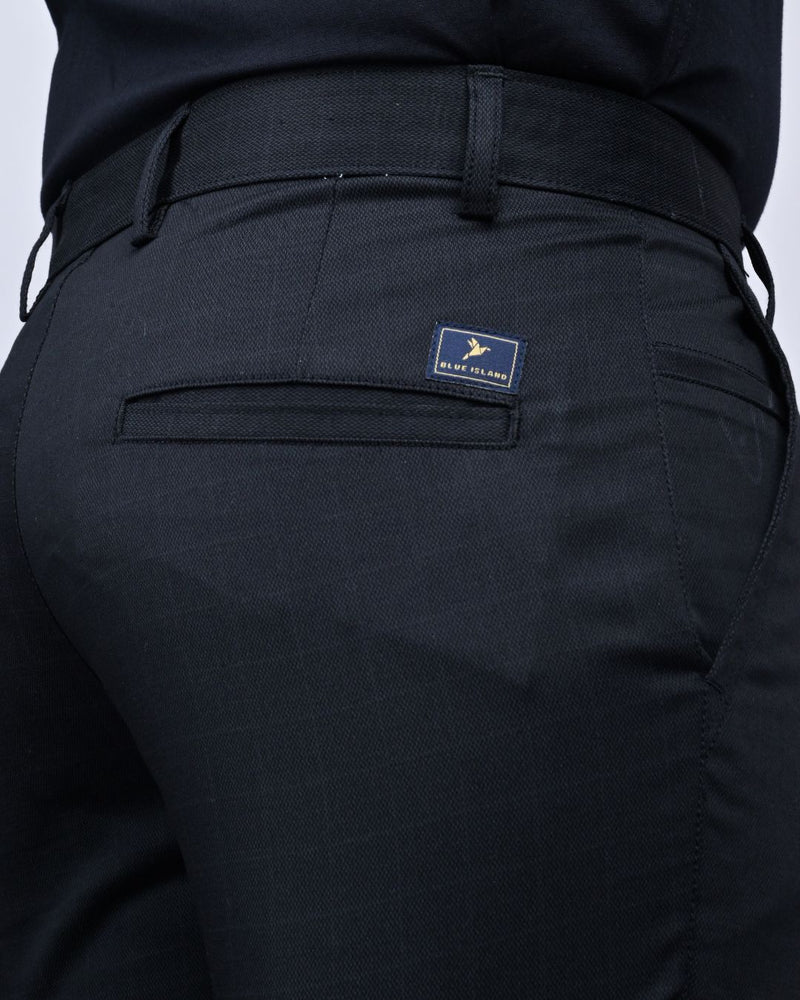 Black Wavy Checked - 2 way stretch - COTTON PANT