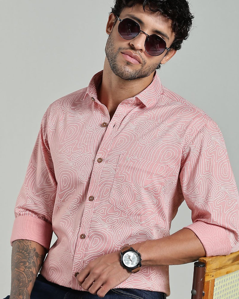 Pastel Pink Wavy Lines Print-Full-Stain Proof