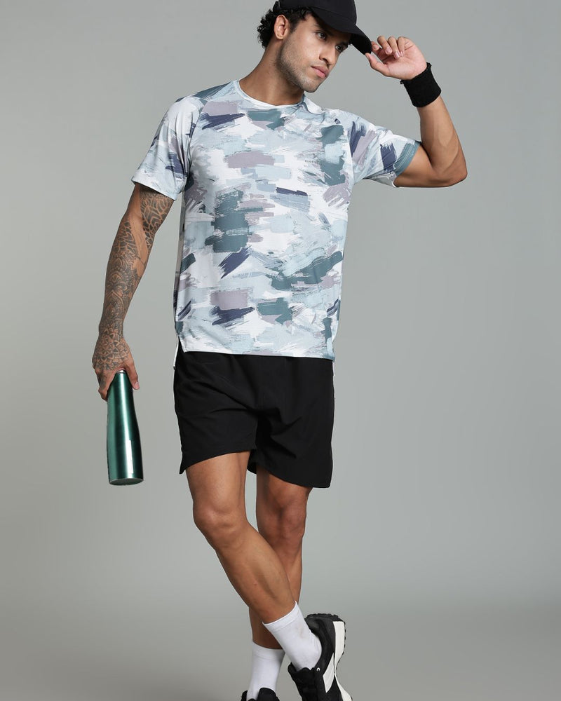 Camo Green Splash - Active wear Round neck Tshirt