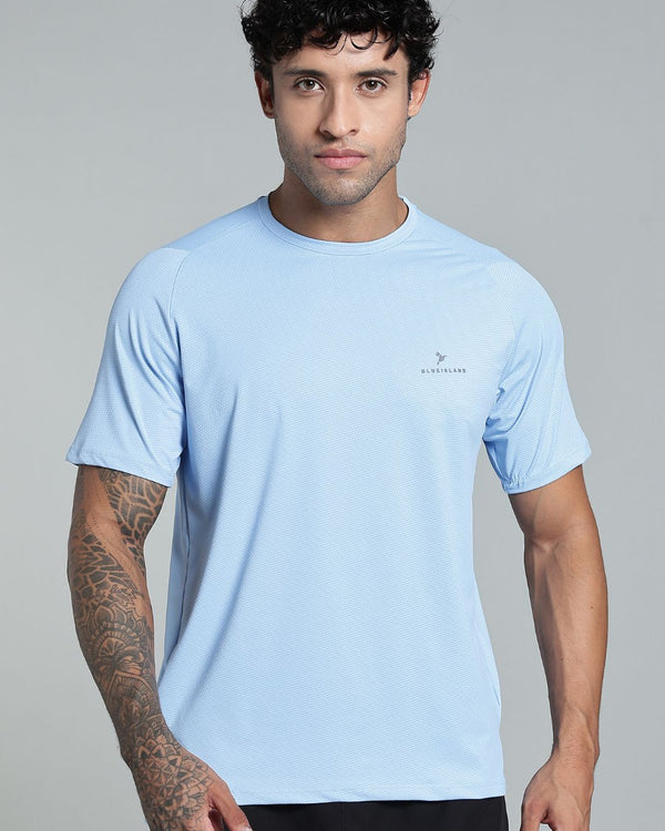 Cloud Blue  - Active wear Round neck Tshirt