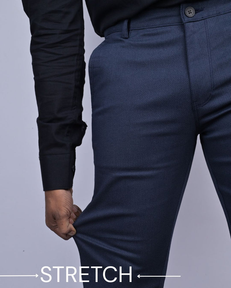 Navy Chain Printed - 2 way stretch - COTTON PANT
