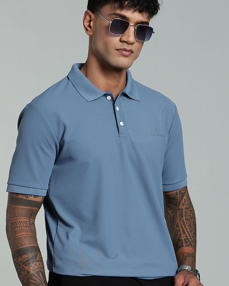 Bluish Grey - Active wear Polo Tshirt