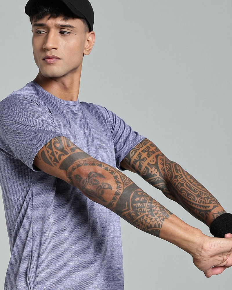 Violet Dotted Lines - Active wear Round neck Tshirt