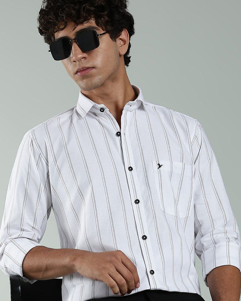 White & Black Multi Line Stripes- Full-Stain Proof