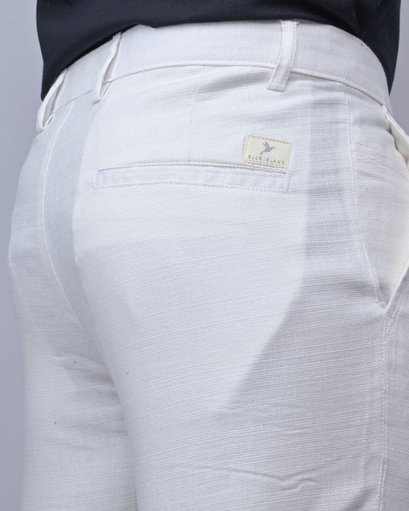Textured White - 2 way stretch - COTTON PANT