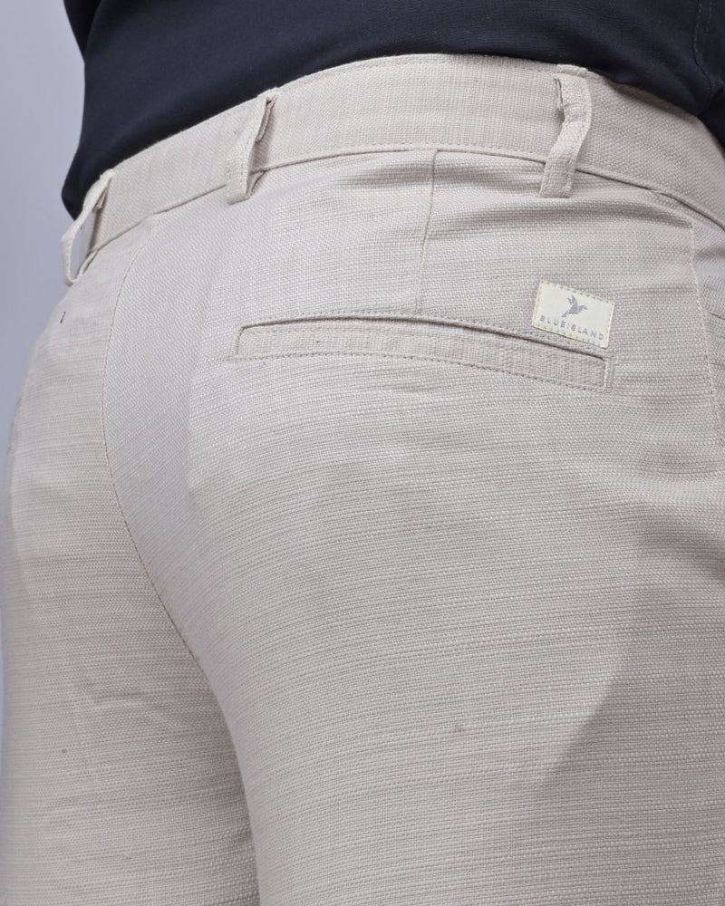 Textured Cream - 2 way stretch - COTTON PANT