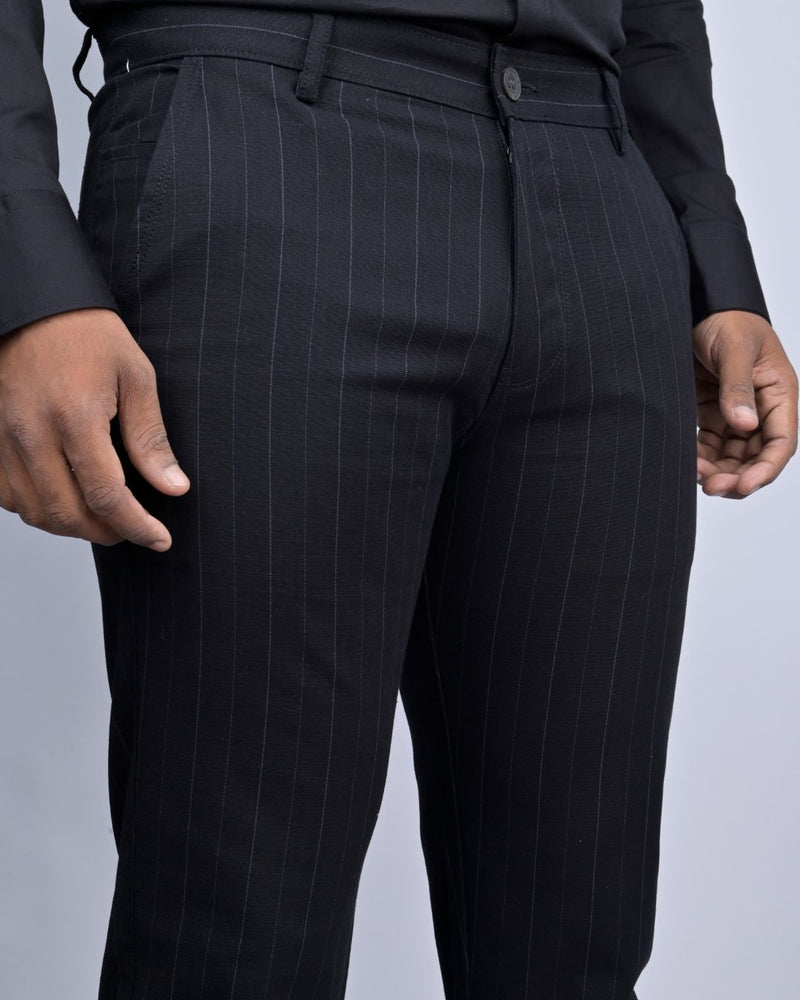 Classy Black Stripes - 2 way stretch - COTTON PANT