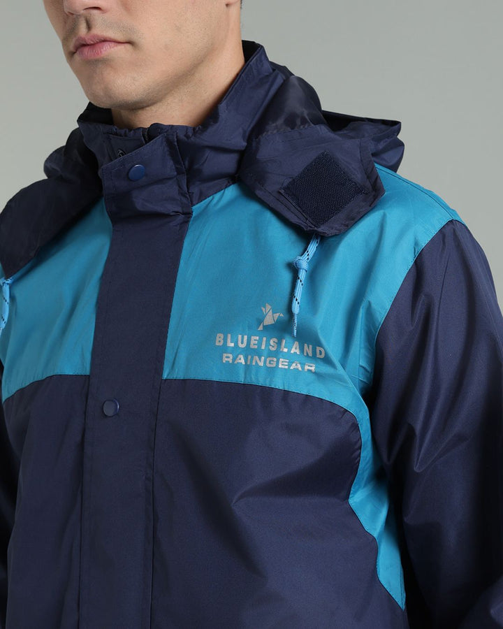 Navy with Blue Shoulder Panel - Rain Jacket with Pant