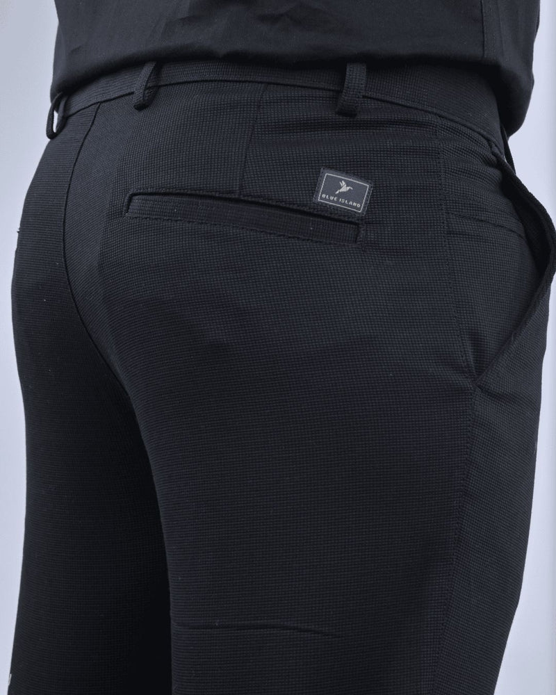 Black Square Checked - 2 way stretch - COTTON PANT