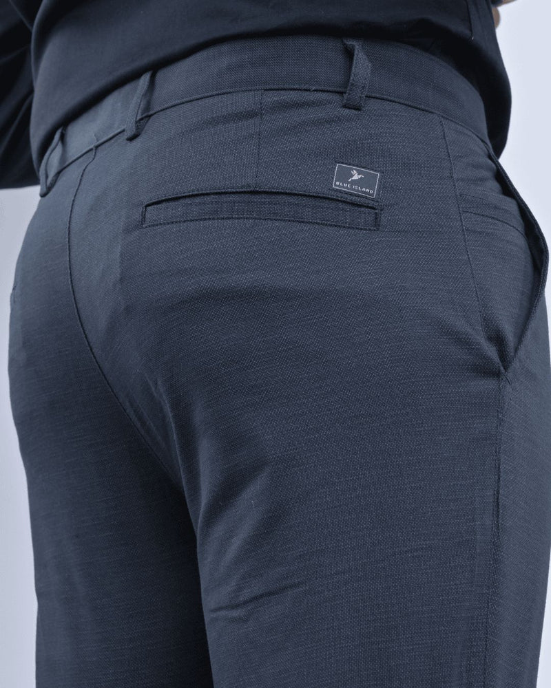 Navy Dot Printed - 2 way stretch - COTTON PANT