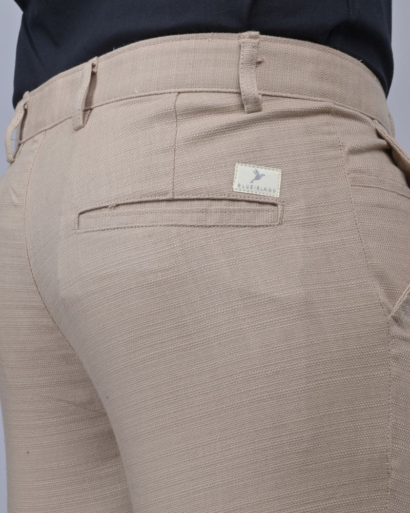 Textured Dark Cream - 2 way stretch - COTTON PANT