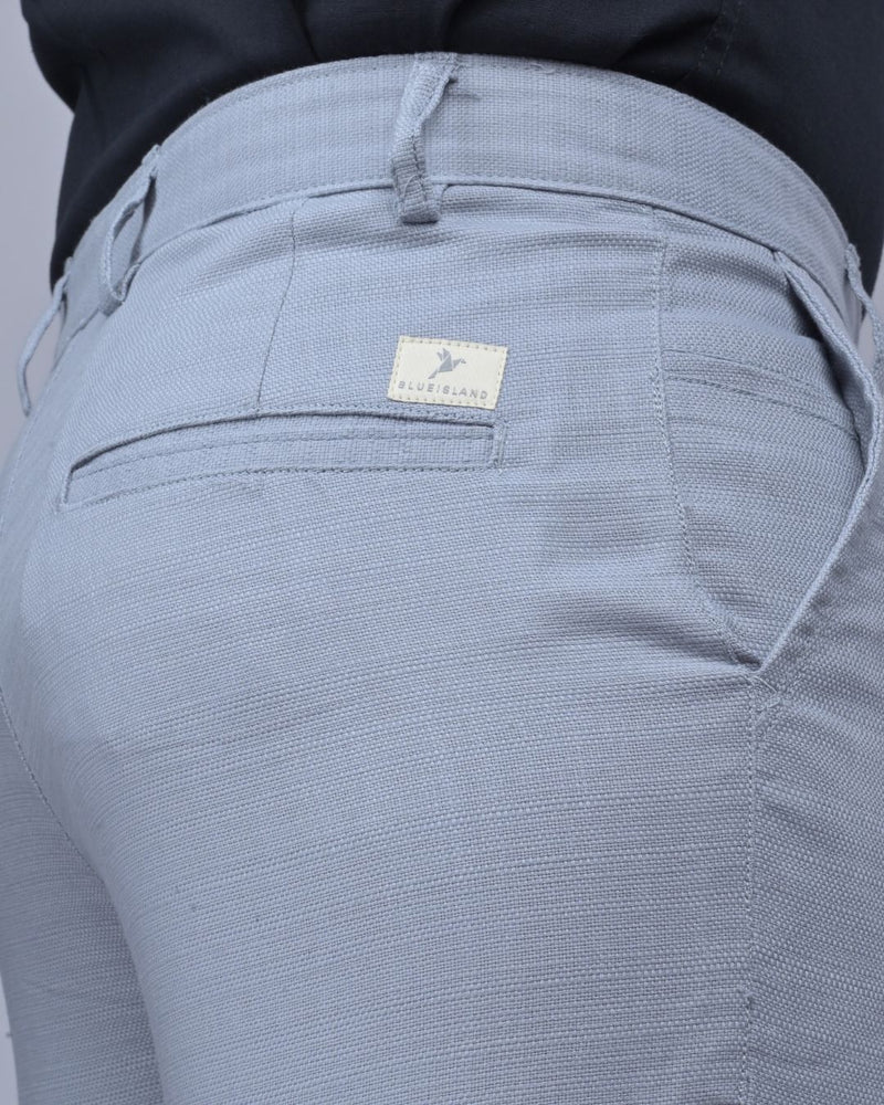 Textured Bluish Grey - 2 way stretch - COTTON PANT