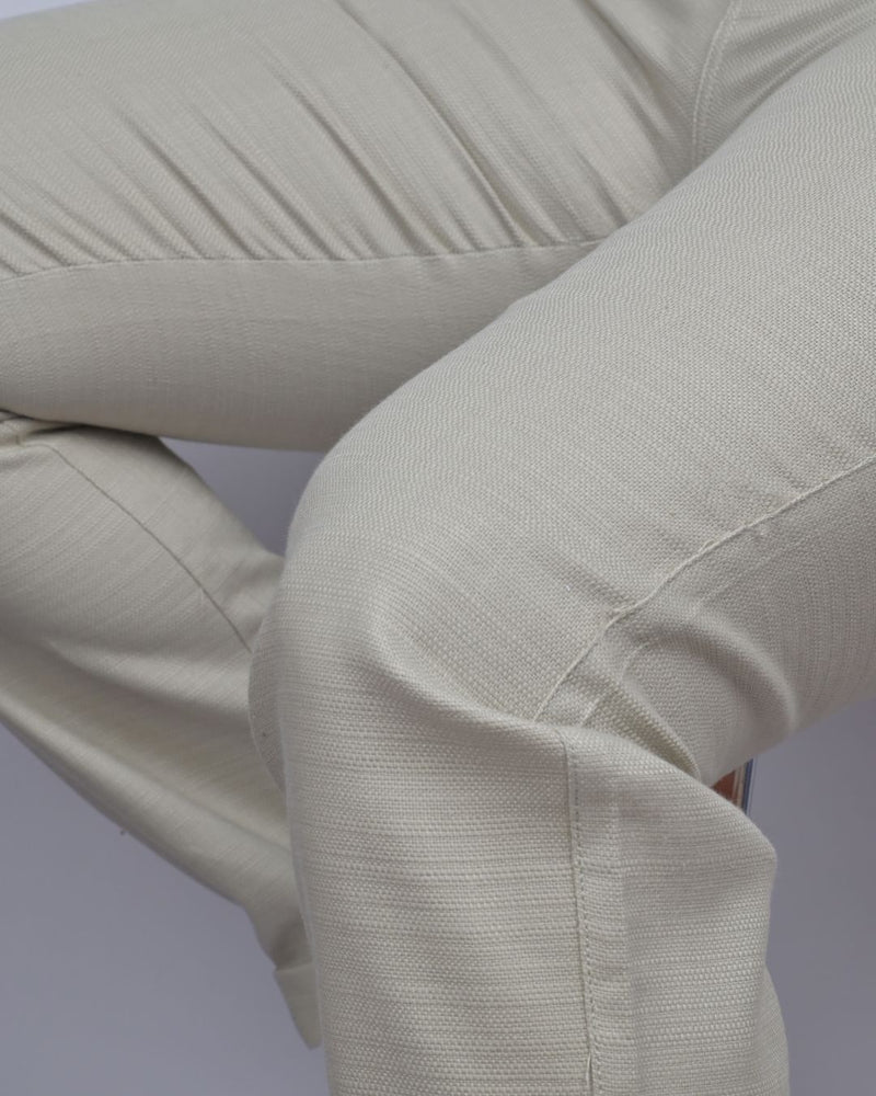 Textured Beige Cream - 2 way stretch - COTTON PANT